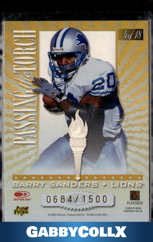 1999 Donruss Elite #4a Walter Payton / Barry Sanders Passing the Torch #/1500