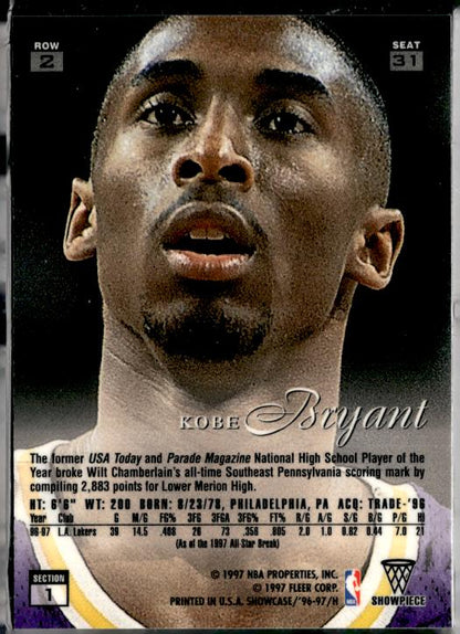 1996-97 Flair Showcase #31 Kobe Bryant