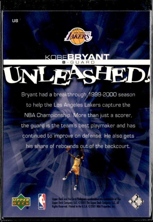 2000-01 Upper Deck Unleashed Refractor Jersey Edition #U8 Kobe Bryant Lakers