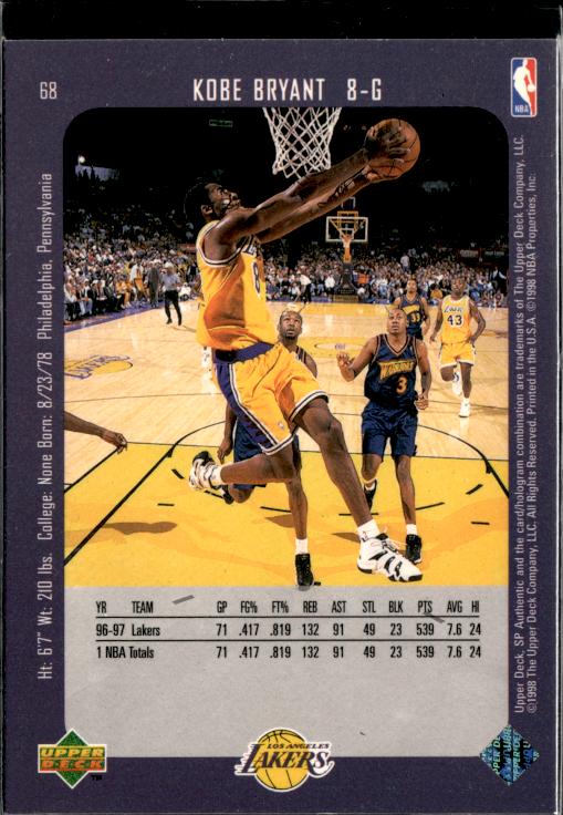 1997-98 SP Authentic #68 Kobe Bryant