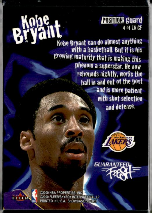 1999-00 Flair Showcase #4 GF Kobe Bryant Guaranteed Fresh