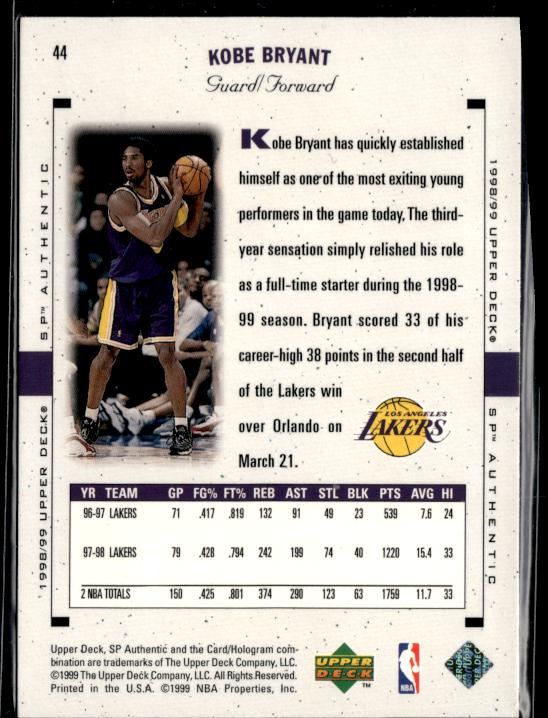 1998-99 SP Authentic #44 Kobe Bryant