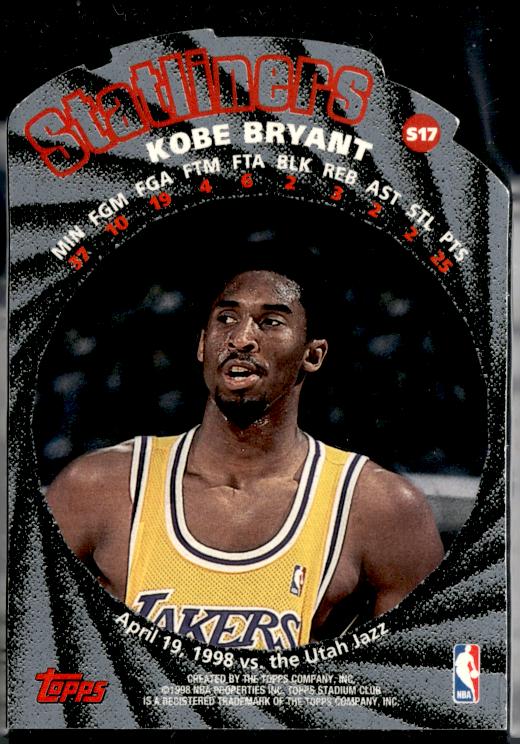 1998-99 Stadium Club #S17 Kobe Bryant Statliners