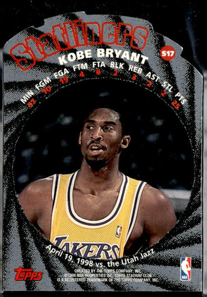 1998-99 Stadium Club #S17 Kobe Bryant Statliners