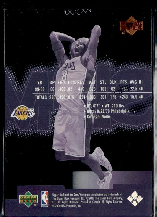 2000-01 Upper Deck Slam #27 Kobe Bryant