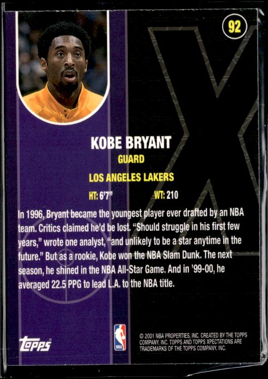 2001-02 Topps Xpectations #92 Kobe Bryant