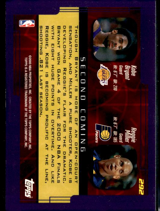 2000-01 Topps #292 Kobe Bryant / Reggie Miller