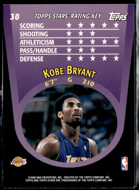 2000-01 Topps Stars #30 Kobe Bryant Parallel #/299