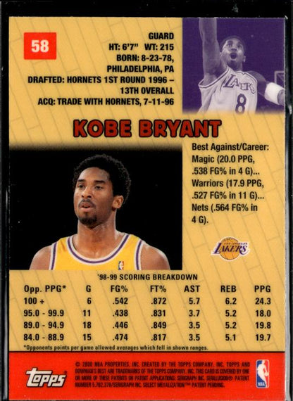 1999-00 Bowman's Best #58 Kobe Bryant