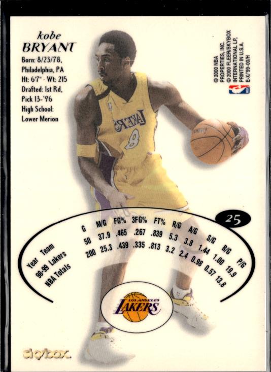 1999-00 E-X #25 Kobe Bryant