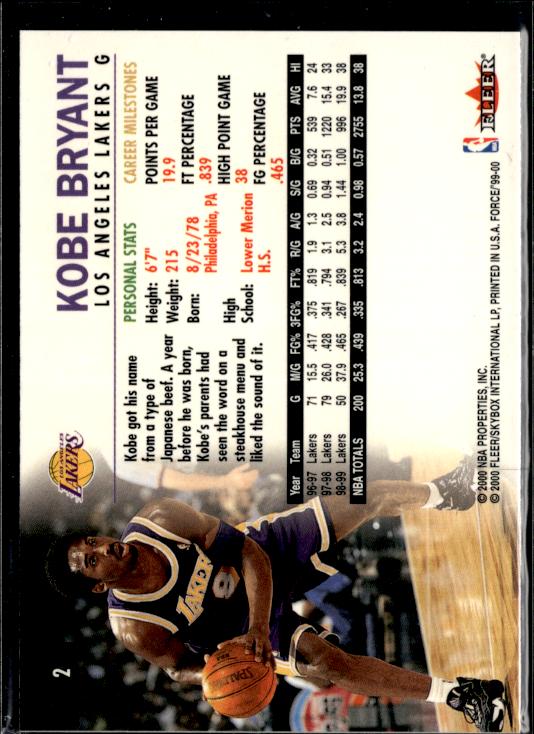 1999-00 Fleer Force #2 Kobe Bryant