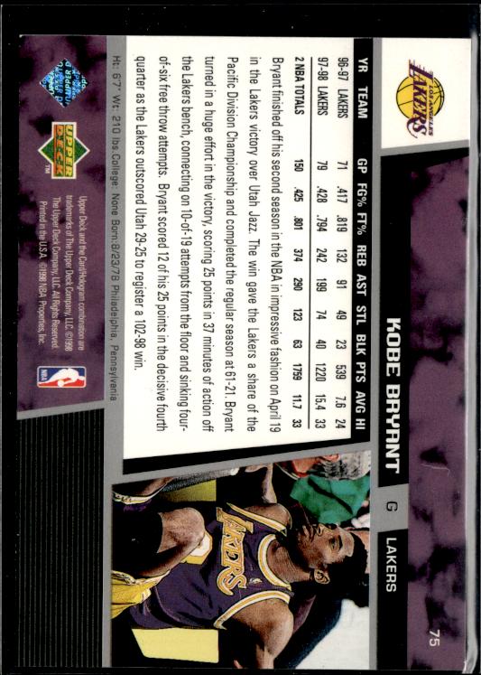 1998-99 Upper Deck #75 Kobe Bryant