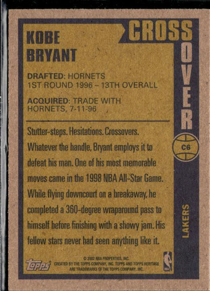 2001-02 Topps Heritage #C6 Kobe Bryant Crossover