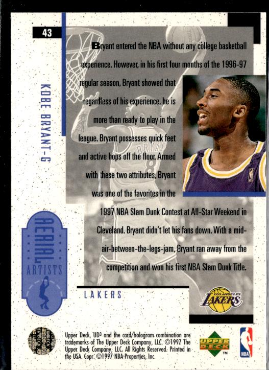 1996-97 Upper Deck UD3 #43 Kobe Bryant