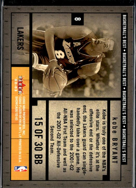 2002-03 Fleer Showcase Basketball's Best Kobe Bryant #15BB