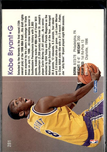 1996-97 Hoops Los Angeles Lakers Team Sheet SGA #NNO Kobe Bryant