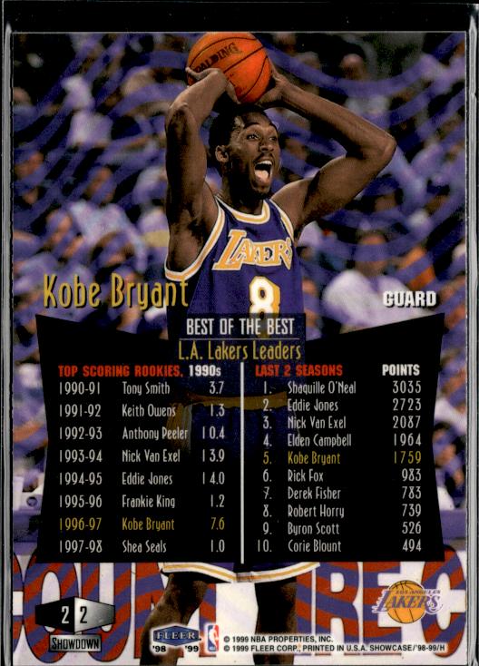 1998-99 Flair Showcase #2 Kobe Bryant Flair Showcase Row 2