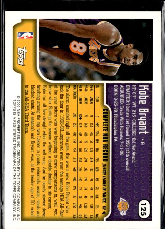 1999-00 Topps #125 Kobe Bryant