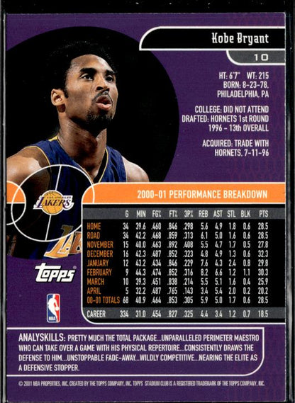 2001-02 Stadium Club #10 Kobe Bryant Parallel