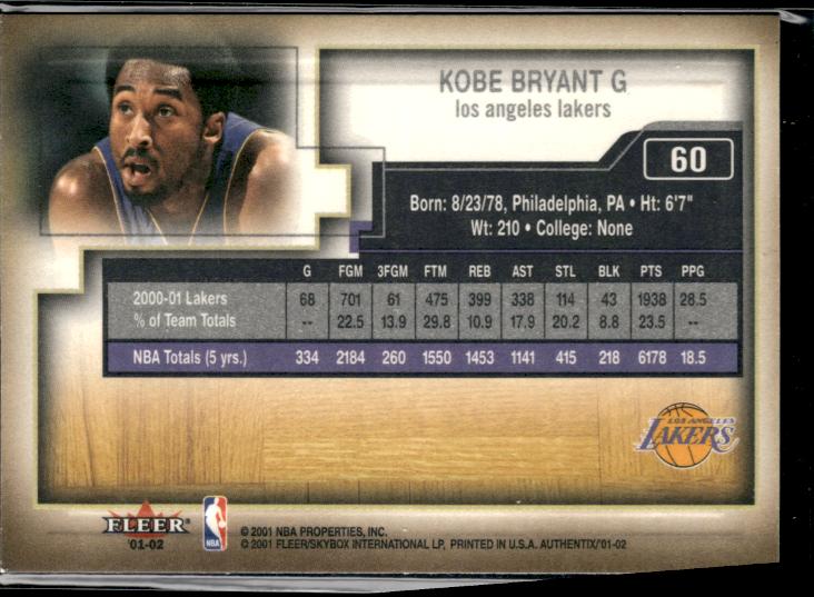 2001-02 Fleer Authentix #60 Kobe Bryant