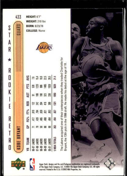 2001-02 Upper Deck Kobe Bryant Star Rookie Retro #433